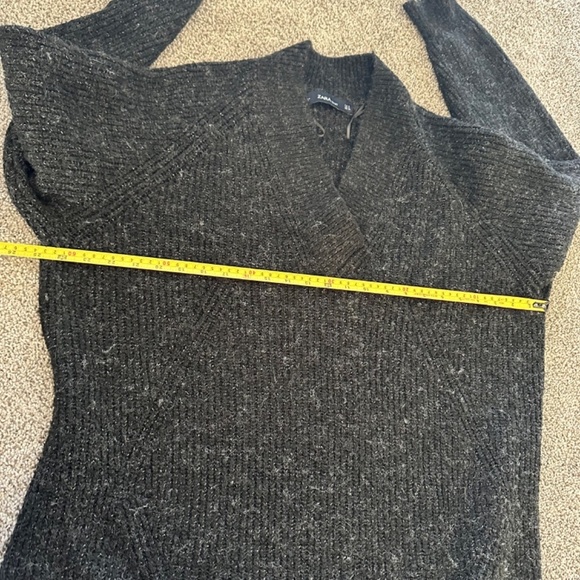 Zara Charcoal Knit Oversized Long Sleeve Sweater Dress, M - Picture 11 of 11
